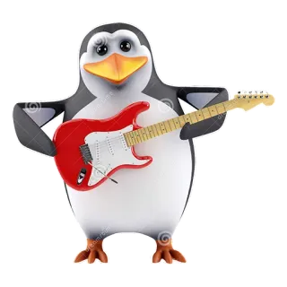 🎸 chim cánh cụt, guitar, âm nhạc, phim hoạt hình telegram sticker