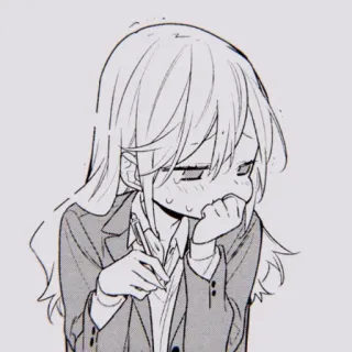 🖤 Anime, Manga, Mädchen, Zeichnung, Nachdenklich, Studentin telegram sticker