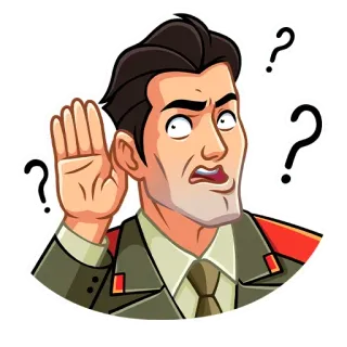 ❓ Cartone animato, Confuso, Domanda, Ascolto, Uomo, Faccia telegram sticker