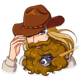 🤠 dessin animé, barbe, homme, cowboy, chapeau, chien telegram sticker