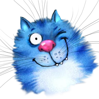 😉 cat, blue cat, winking, cartoon, animal, pet telegram sticker