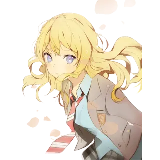 ☺️ Anime, Ragazza, Uniforme scolastica, Capelli biondi, Carina, Cartone animato telegram sticker