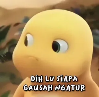 🥶 Dih LU SIAPA GAUSAH NGATUR Cartone animato, Giallo, Meme, Espressione, Personaggio telegram sticker