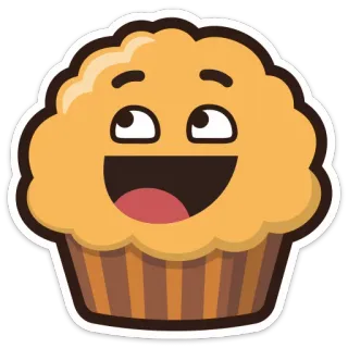 😆 มัฟฟิน, คัพเค้ก, ของหวาน, อาหาร, น่ารัก, อิโมจิ, การ์ตูน telegram sticker