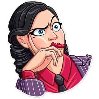 🤨 woman, thinking, curious, cartoon, female, character, illustration telegram sticker