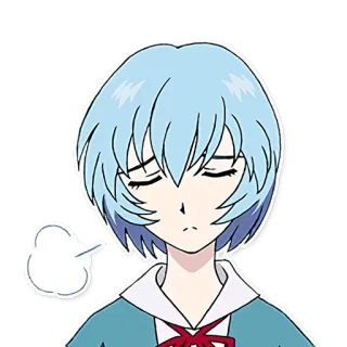 ☹️ Rei Ayanami Evangelion anime, fille, cheveux bleus, triste, fille anime, Rei Ayanami, Evangelion telegram sticker