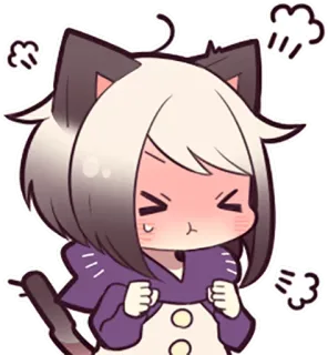 😤 en colère, chat, mignon, animé, kawaii, expression whatsapp sticker