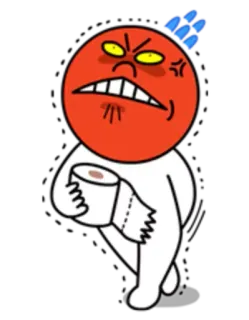 😐 bravo, vermelho, desenho animado, papel higiênico, frustrado, engraçado, personagem telegram sticker