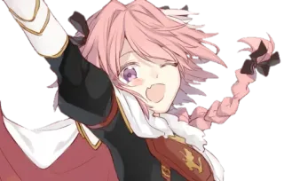 😃 Astolfo Anime, Fofo, Personagem, Cabelo rosa, Piscadela telegram sticker