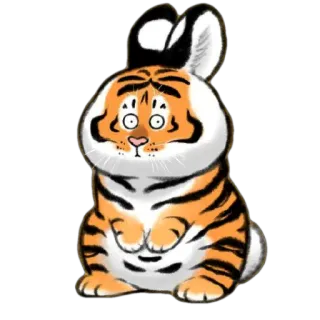 🤪 tigre, coniglio, ibrido, animale, cartone animato, carino telegram sticker