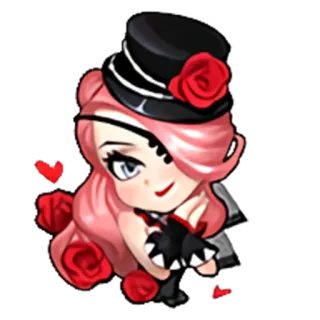 😘 cartoon, rose, girl, red, hat, fashion, anime telegram sticker