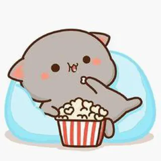 🍿 cat, cartoon, popcorn, cute, snack, animal, chill whatsapp sticker