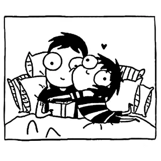 ☺️ amor, casal, desenho animado, fofo, relacionamento, cama, carinho whatsapp sticker