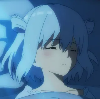 😴 anime, chica, durmiendo, personaje, pelo blanco telegram sticker