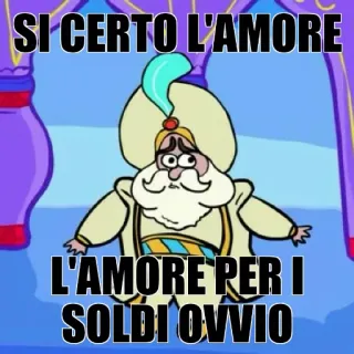 ✌ SI CERTO L'AMORE
L'AMORE PER I
SOLDI OVVIO Cartoni animati, Umorismo, Soldi, Amore, Italiano, Meme telegram sticker
