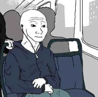 🎧 wojak, meme, sad, train, bus telegram sticker