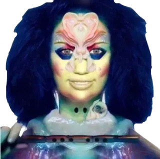 😁 Bjork Björk, chanteuse, flûte, musique, portrait telegram sticker