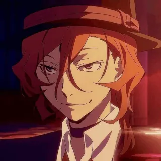 🥃 Chuuya Nakahara Bungou Stray Dogs Anime, Charakter, Hut, Grinsen, Bungou Stray Dogs telegram sticker