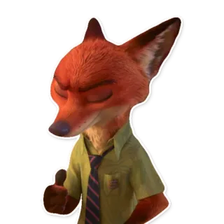 👍 Nick Wilde Zootopia Nick Wilde, Zootopia, zorro, dibujos animados, pulgar arriba telegram sticker