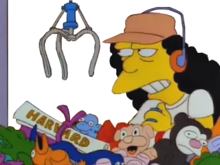 👔 Harvard The Simpsons, cartoon, claw machine, toys, Harvard telegram sticker