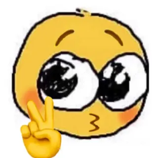 ✌️ Emoji, Damai, Kuning, Lucu, Wajah, Gestur whatsapp sticker