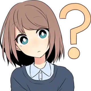 ❓ Anime, Fragezeichen, Cartoon, Mädchen, Denken, Zweifel, Unsicher, Fragend whatsapp sticker