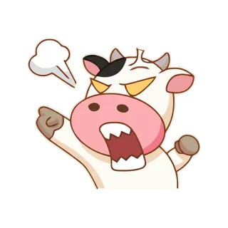 😠 Kreskówka, Zły, Krowa, Para, Poirytowany, Wściekły, Sfrustrowany telegram sticker