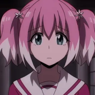 😥 Anime, Pinke Haare, Cartoon, Mädchen, Süß telegram sticker