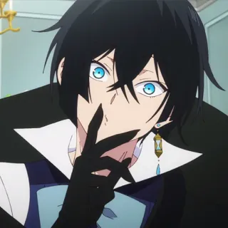💎 anime, character, male, gloves, blue eyes telegram sticker