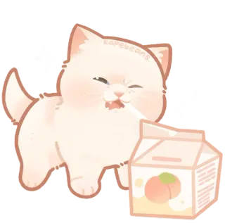 🐾 kapebeans. 猫, 桃, 牛乳, 可愛い, カワイイ, ステッカー telegram sticker