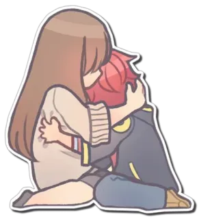 ❤ Abraço, Conforto, Amor, Afeição, Desenho animado telegram sticker