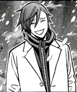 😇 anime, manga, sonriendo, invierno, persona, abrigo telegram sticker