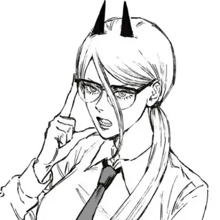 🧐 Power Chainsaw Man Аниме, Манга, Персонаж, Человек-бензопила, Пауэр, Демон, Очки, Галстук telegram sticker