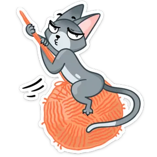 👸 кот, пряжа, игривый, котёнок, нитка, милый telegram sticker