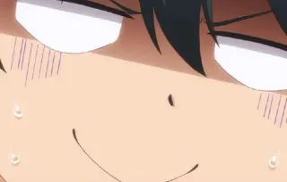 💙 anime, mồ hôi, biểu cảm, cười đểu, cười telegram sticker