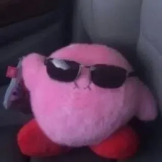 ➰ Kirby Kirby, peluche, gafas de sol, cool, lindo, rosa telegram sticker