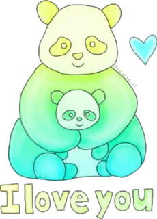 ❤ I love you Panda, Amor, Fofo, Animais, Coração whatsapp sticker