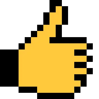 👍 jempol, suka, pixel art, persetujuan, positif telegram sticker