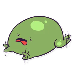 😫 gumpalan hijau, kartun, karakter, lucu, marah whatsapp sticker