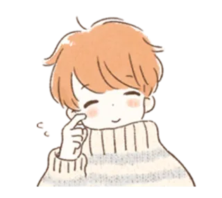 ☺️ Kreskówka, Anime, Słodkie, Chłopak, Sweter, Szczęśliwy telegram sticker