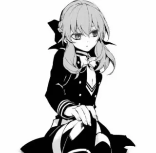 😒 Anime, Manga, Mädchen, Uniform, Schwarzweiß, Süß telegram sticker