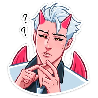 ❓ demonio, anime, pregunta, confundido, pegatina whatsapp sticker