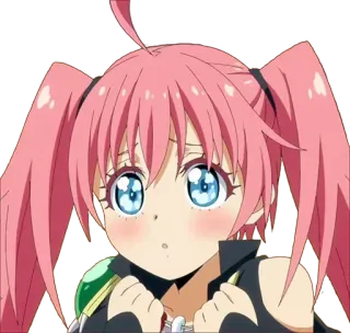 🥺 Milim Nava That Time I Got Reincarnated as a Slime Anime, Personaje, Milim, Lindo, Isekai, Pelo Rosa, Adorable whatsapp sticker