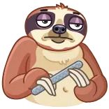😐 luiaard, dier, cartoon, lui, slaperig, schattig, personage telegram sticker