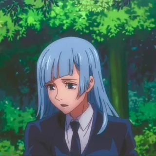 👾 anime, female character, blue hair, suit telegram sticker