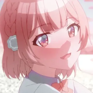 😃 Anime, Cô gái, Dễ thương, Đỏ mặt, Tóc hồng, Hoạt hình telegram sticker