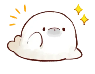 👍 hải cẩu, dễ thương, động vật, hoạt hình, kawaii, đáng yêu, lấp lánh whatsapp sticker