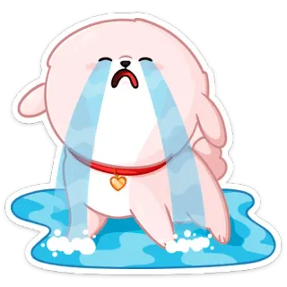 😭 chien, triste, pleurer, larmes, mignon, chiot, dessin animé telegram sticker
