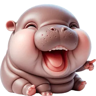 🤣 ippopotamo, carino, cartone animato, animale, cucciolo ippopotamo, divertente telegram sticker