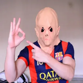 👌 ok gesture, offensive, mask, disguise, troll, meme whatsapp sticker